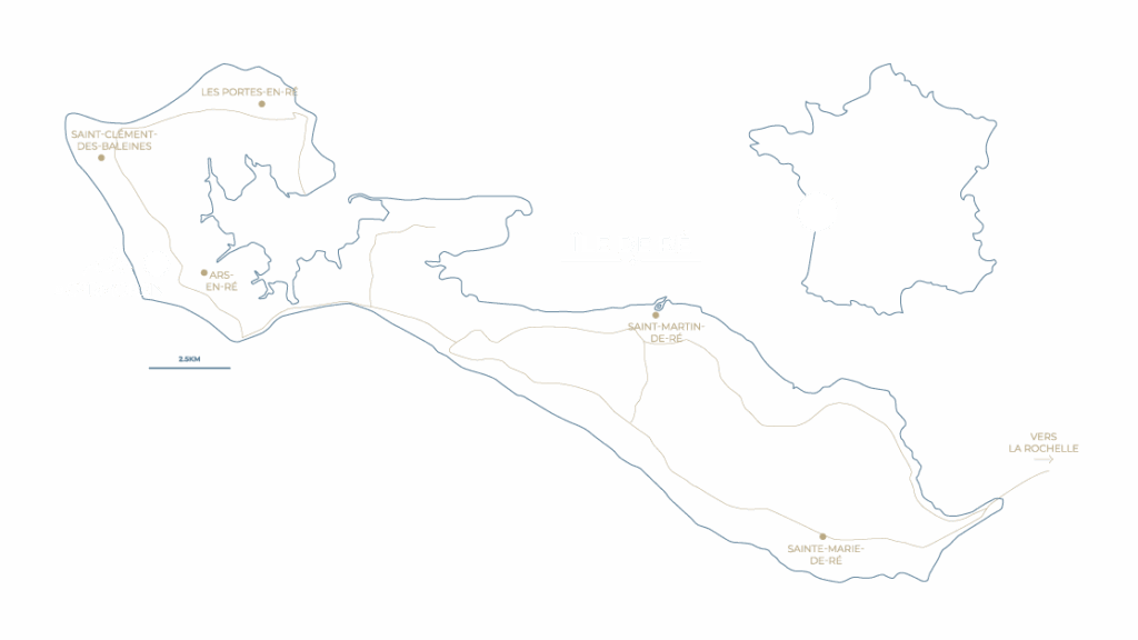 Carte de l'Île de Ré, France.