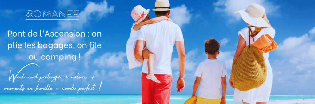 Famille au bord de la mer, camping Ascension.