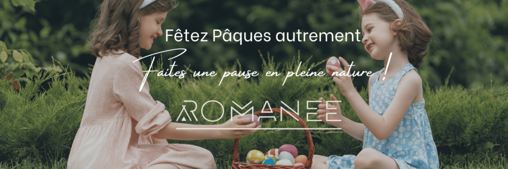 Enfants jouant avec œufs de Pâques dans le jardin.